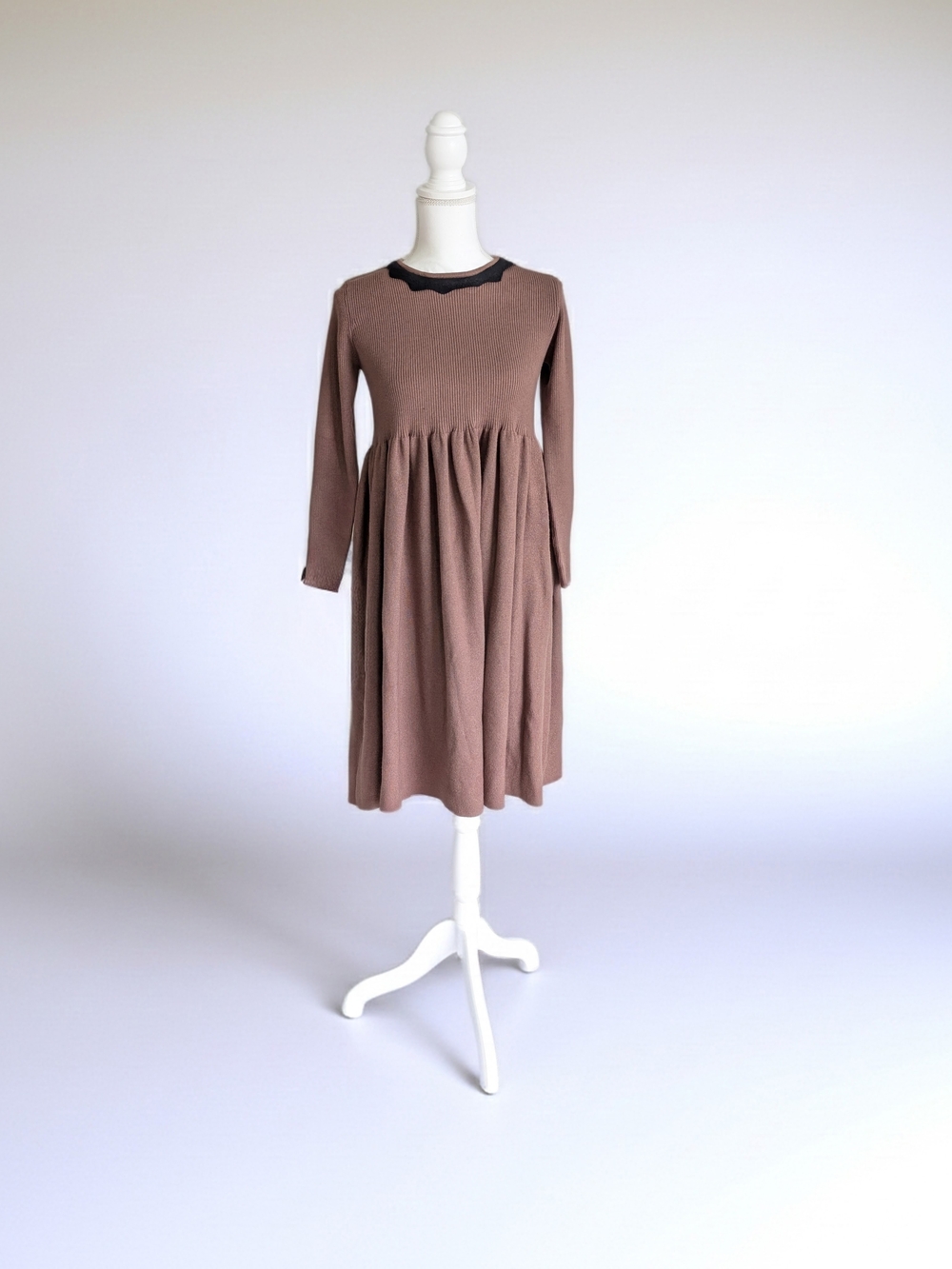 Girls Bamboo Brown Knit Sweater Dress Size 14